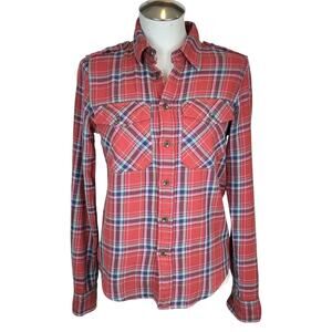 Ralph Lauren Rugby Cotton Flannel Button Down Shirt Size 4 Red Multicolor Plaid